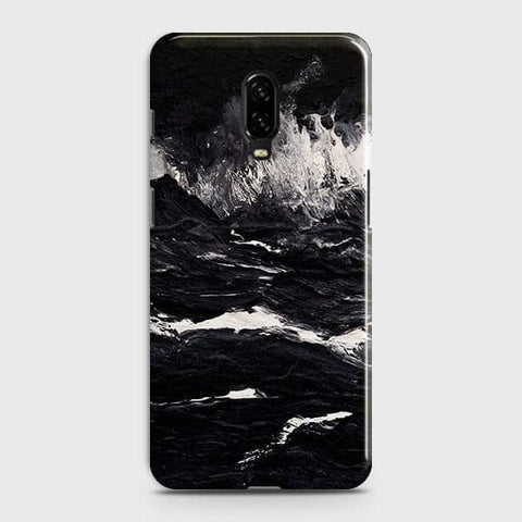 OnePlus 6T Cover - Black Ocean Marble Trendy Printed Hard Case with Life Time Colors Guarante