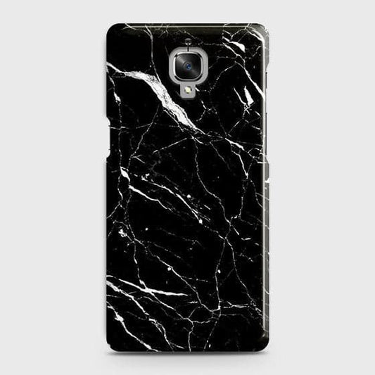 OnePlus 3 Cover - Trendy Black Marble Printed Hard Case with Life Time Colors Guarantee