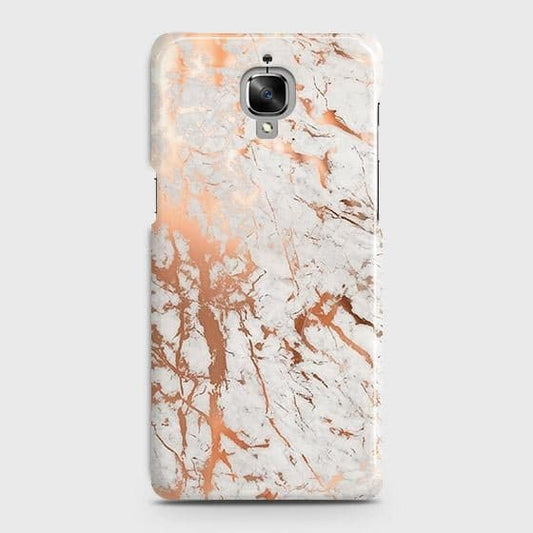 OnePlus 3 Cover - In Chic Rose Gold Chrome Style Printed Hard Case with Life Time Colors Guarantee