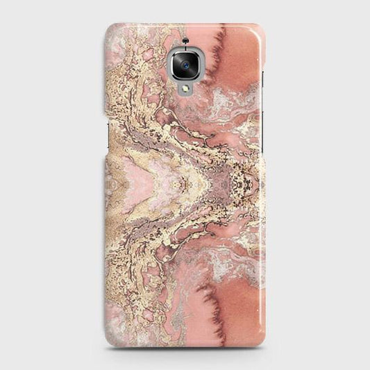 OnePlus 3 Cover - Trendy Chic Rose Gold Marble Printed Hard Case with Life Time Colors Guarantee