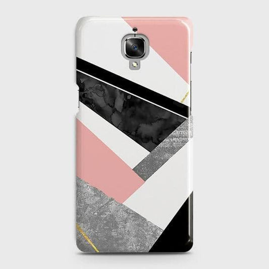 OnePlus 3 Cover - Matte Finish - Geometric Luxe Marble Trendy Printed Hard Case with Life Time Colors Guarantee