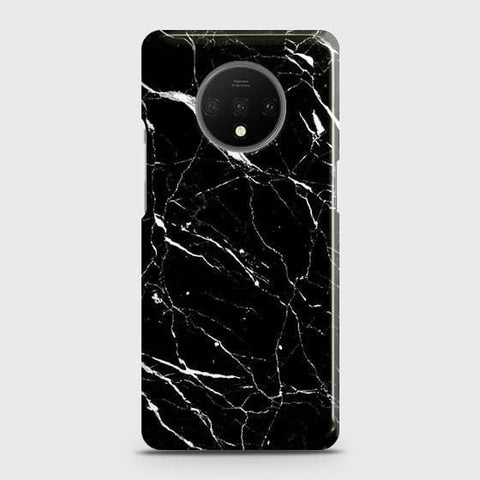 OnePlus 7T Cover - Trendy Black Marble Printed Hard Case with Life Time Colors Guarantee