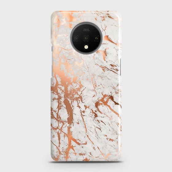 OnePlus 7T Cover - In Chic Rose Gold Chrome Style Printed Hard Case with Life Time Colors Guarantee B84