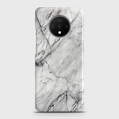 OnePlus 7T Cover - Matte Finish - Trendy White Floor Marble Printed Hard Case with Life Time Colors Guarantee - D2