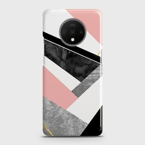 OnePlus 7T Cover - Matte Finish - Geometric Luxe Marble Trendy Printed Hard Case with Life Time Colors Guarantee