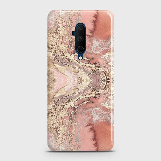 OnePlus 7T Pro Cover - Trendy Chic Rose Gold Marble Printed Hard Case with Life Time Colors Guarantee