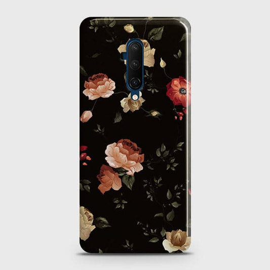 OnePlus 7T Pro Cover - Matte Finish - Dark Rose Vintage Flowers Printed Hard Case with Life Time Colors Guarantee