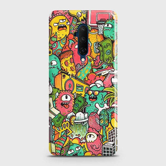 OnePlus 7T Pro Cover - Matte Finish - Candy Colors Trendy Sticker Collage Printed Hard Case with Life Time Colors Guarantee