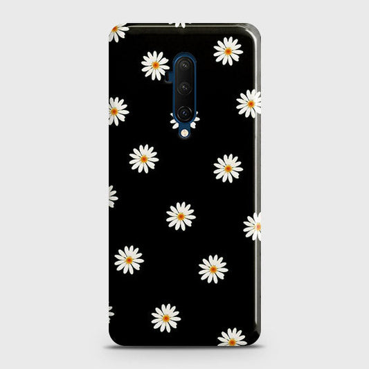 OnePlus 7 Pro Cover - Matte Finish - White Bloom Flowers with Black Background Printed Hard Case with Life Time Colors Guarantee