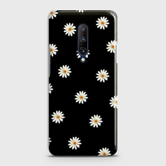 OnePlus 7 Pro Cover - Matte Finish - White Bloom Flowers with Black Background Printed Hard Case with Life Time Colors Guarantee ( Fast Delivery )