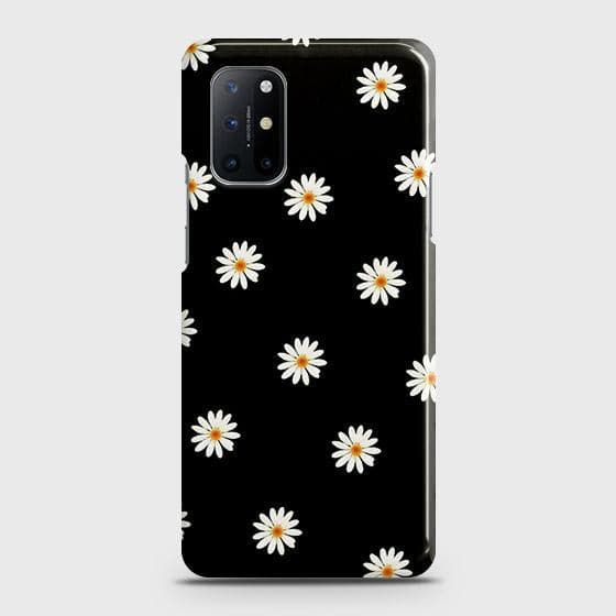 OnePlus 8T Cover - Matte Finish - White Bloom Flowers with Black Background Printed Hard Case with Life Time Colors Guarantee