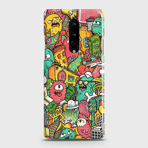 OnePlus 8 5G Cover - Matte Finish - Candy Colors Trendy Sticker Collage Printed Hard Case with Life Time Colors Guarantee