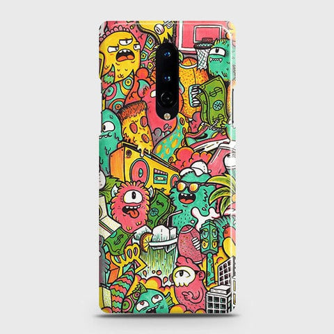 OnePlus 8 5G Cover - Matte Finish - Candy Colors Trendy Sticker Collage Printed Hard Case with Life Time Colors Guarantee