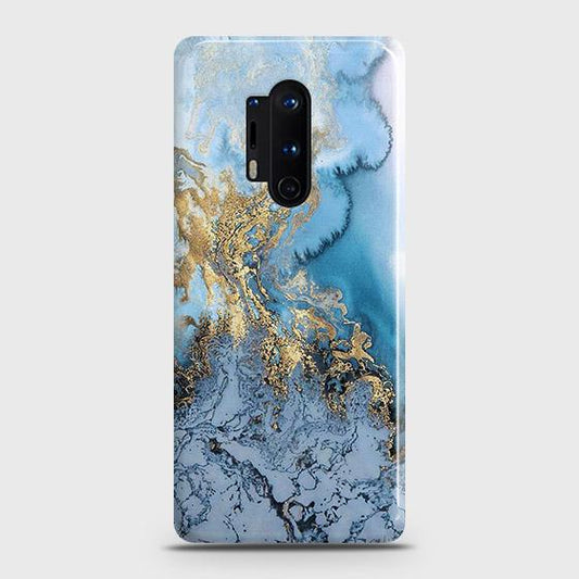 OnePlus 8 Pro Cover - Trendy Golden & Blue Ocean Marble Printed Hard Case with Life Time Colors Guarantee ( Fast Delivery )