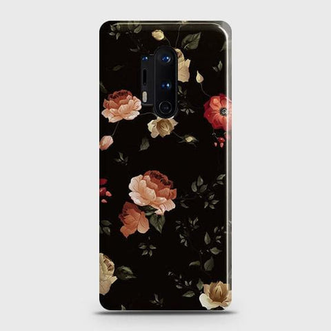 OnePlus 8 Pro Cover - Matte Finish - Dark Rose Vintage Flowers Printed Hard Case with Life Time Colors Guarantee