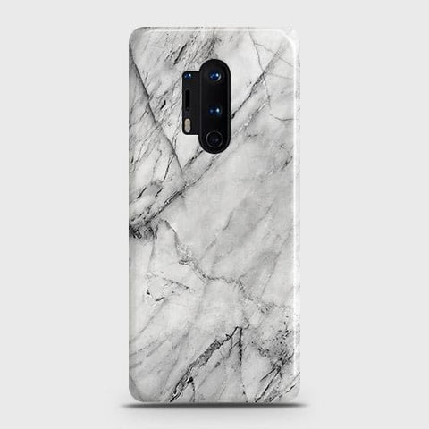 OnePlus 8 Pro Cover - Matte Finish - Trendy White Marble Printed Hard Case with Life Time Colors Guarantee