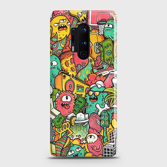 OnePlus 8 Pro Cover - Matte Finish - Candy Colors Trendy Sticker Collage Printed Hard Case with Life Time Colors Guarantee