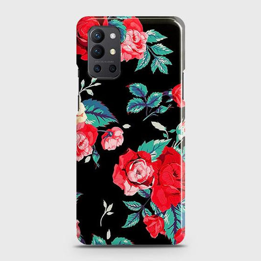 OnePlus 9R Cover - Luxury Vintage Red Flowers Printed Hard Case with Life Time Colors Guarantee