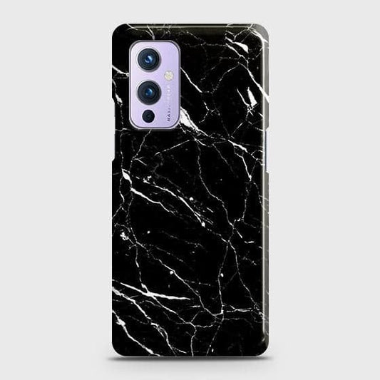 OnePlus 9 Cover - Trendy Black Marble Printed Hard Case with Life Time Colors Guarantee