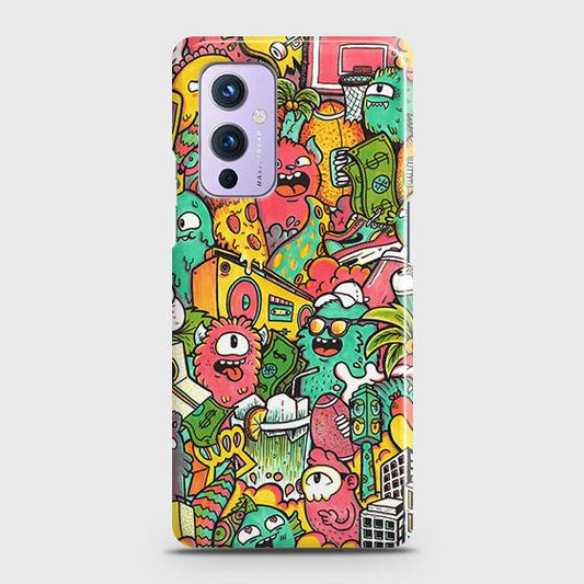 OnePlus 9 Cover - Matte Finish - Candy Colors Trendy Sticker collage Printed Hard Case with Life Time Colors Guarantee