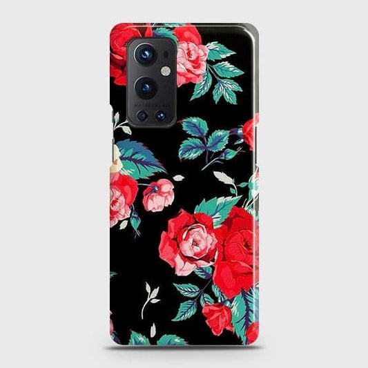 OnePlus 9 Pro Cover - Luxury Vintage Red Flowers Printed Hard Case with Life Time Colors Guarantee