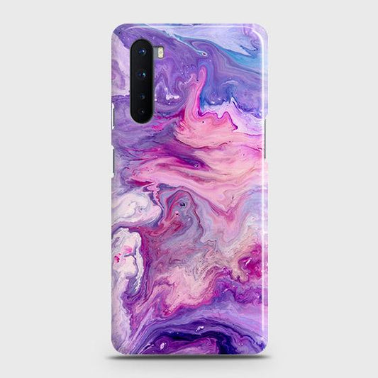 OnePlus Nord Cover - Chic Blue Liquid Marble Printed Hard Case with Life Time Colors Guarantee