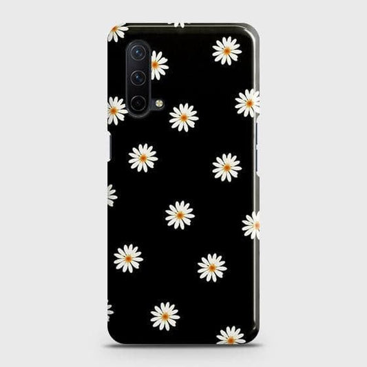 OnePlus Nord CE 5G Cover - Matte Finish - White Bloom Flowers with Black Background Printed Hard Case with Life Time Colors Guarantee