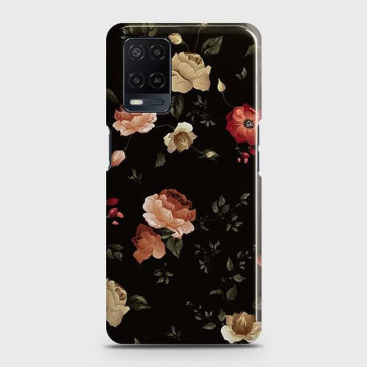 Oppo A54 4G Cover - Matte Finish - Dark Rose Vintage Flowers Printed Hard Case with Life Time Colors Guarantee