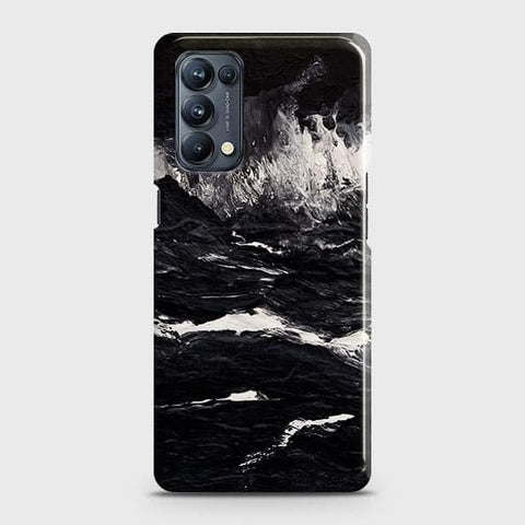 Oppo Reno 5 5G Cover - Black Ocean Marble Trendy Printed Hard Case with Life Time Colors Guarantee ( Fast Delivery )