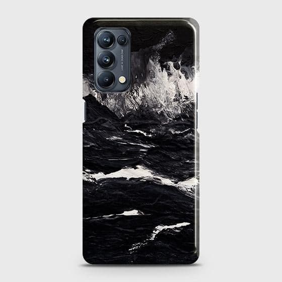 Oppo Find X3 Lite Cover - Black Ocean Marble Trendy Printed Hard Case with Life Time Colors Guarantee ( Fast Delivery )