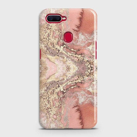 Oppo A7 Cover - Trendy Chic Rose Gold Marble Printed Hard Case with Life Time Colors Guarantee