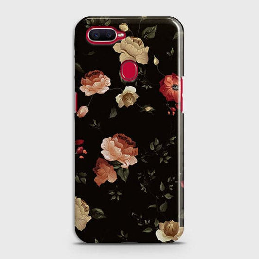 Oppo A7 Cover - Matte Finish - Dark Rose Vintage Flowers Printed Hard Case with Life Time Colors Guarantee