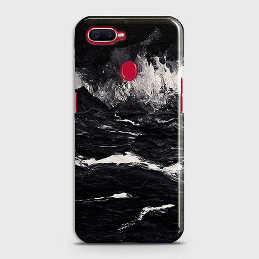 Oppo A7 Cover - Black Ocean Marble Trendy Printed Hard Case with Life Time Colors Guarantee