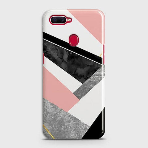 Oppo A7 Cover - Matte Finish - Geometric Luxe Marble Trendy Printed Hard Case with Life Time Colors Guarantee