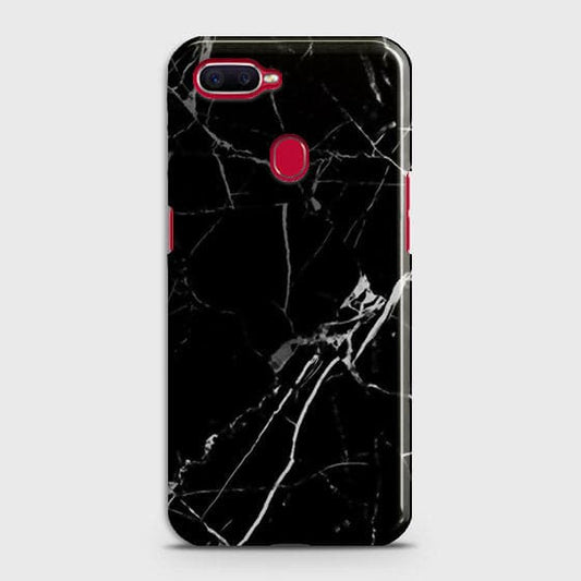 Oppo A7 Cover - Black Modern Classic Marble Printed Hard Case with Life Time Colors Guarantee