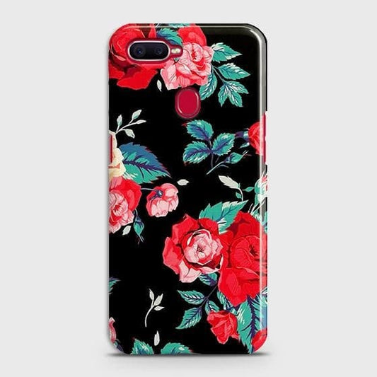 Oppo A11k  Cover - Luxury Vintage Red Flowers Printed Hard Case with Life Time Colors Guarantee