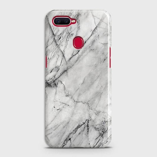 Oppo A11k Cover - Matte Finish - Trendy White Floor Marble Printed Hard Case with Life Time Colors Guarantee - D2