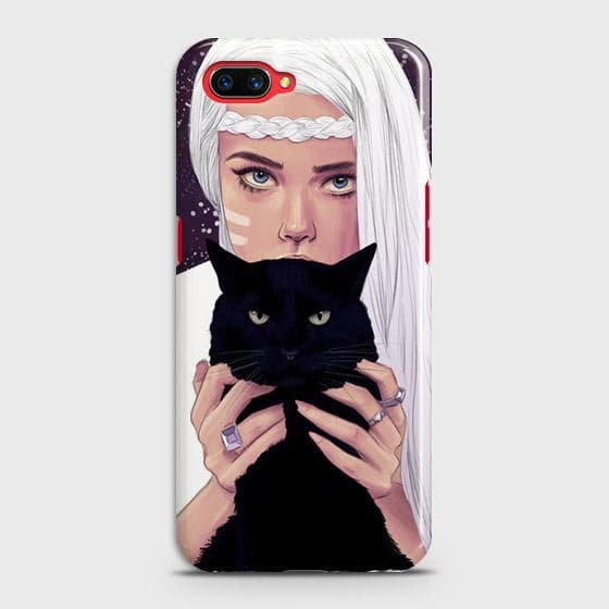 Oppo A12e Cover - Trendy Wild Black Cat Printed Hard Case with Life Time Colors Guarantee