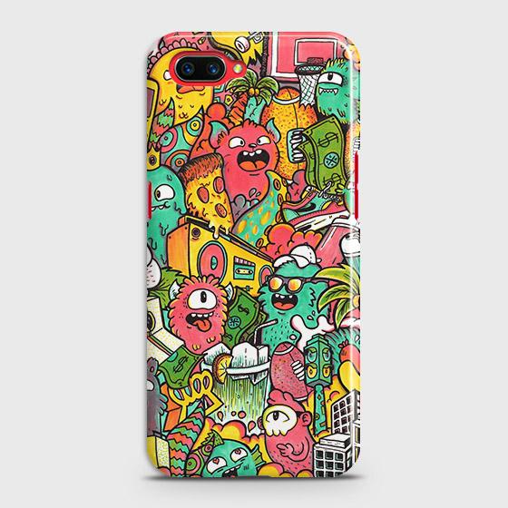 Oppo A12e Cover - Matte Finish - Candy Colors Trendy Sticker Collage Printed Hard Case with Life Time Colors Guarantee