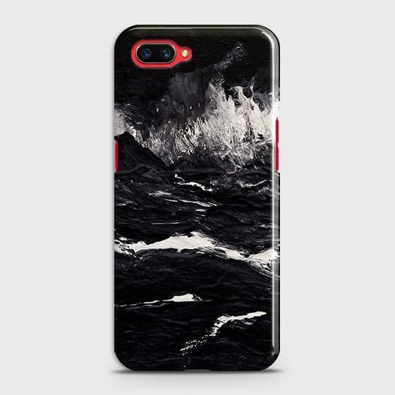 Oppo A12e Cover - Black Ocean Marble Trendy Printed Hard Case with Life Time Colors Guarantee