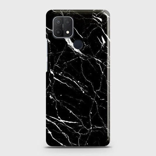 oppo A35 Cover - Trendy Black Marble Printed Hard Case with Life Time Colors Guarantee