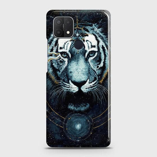 Oppo A35 Cover - Vintage Galaxy Tiger Printed Hard Case with Life Time Colors Guarantee