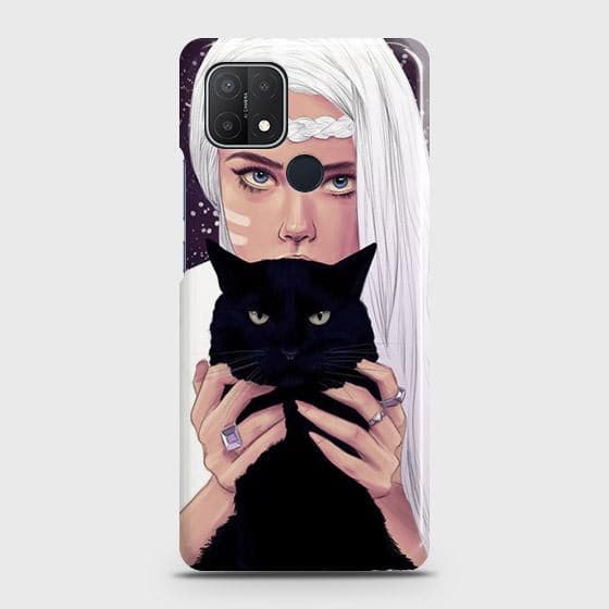 Oppo A15 Cover - Trendy Wild Black Cat Printed Hard Case with Life Time Colors Guarantee
