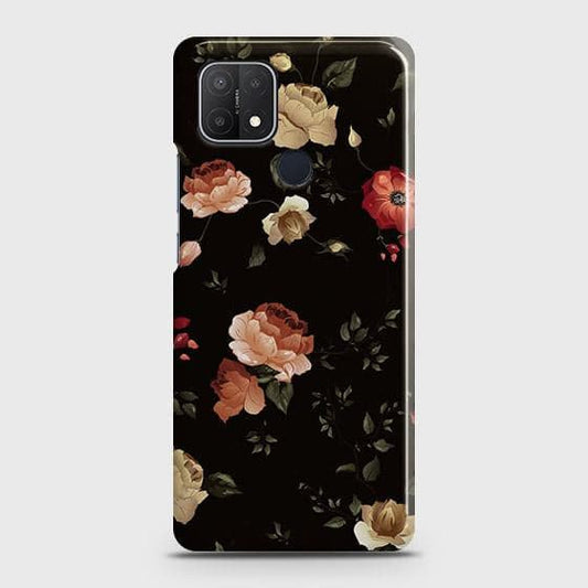 Oppo A35 Cover - Matte Finish - Dark Rose Vintage Flowers Printed Hard Case with Life Time Colors Guarantee