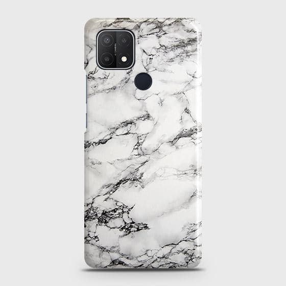 Oppo A15 Cover - Matte Finish - Trendy Mysterious White Marble Printed Hard Case with Life Time Colors Guarantee
