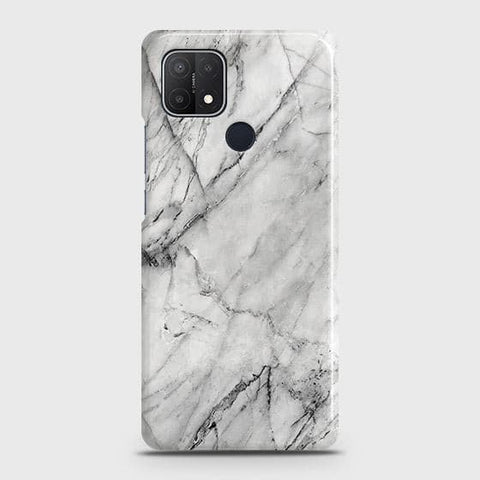 Oppo A15 Cover - Matte Finish - Trendy White Marble Printed Hard Case with Life Time Colors Guarantee