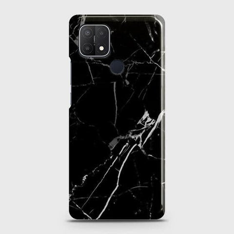 Oppo A15 Cover - Black Modern Classic Marble Printed Hard Case with Life Time Colors Guarantee