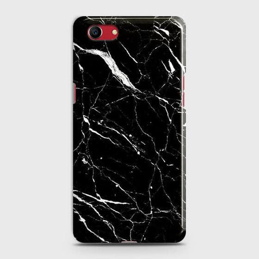 Oppo A1k Cover - Trendy Black Marble Printed Hard Case with Life Time Colors Guarantee