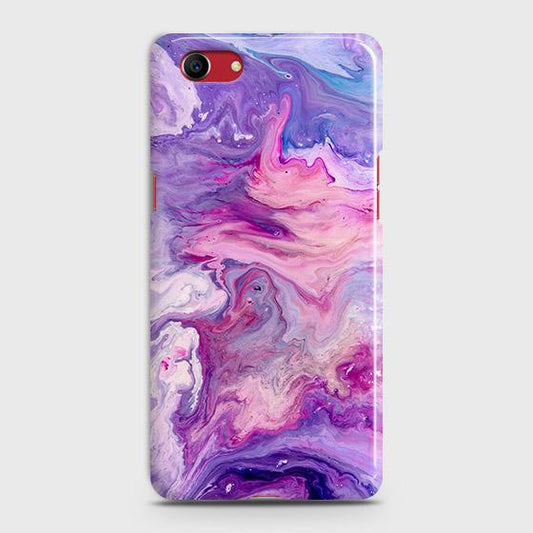 Oppo A1k Cover - Chic Blue Liquid Marble Printed Hard Case with Life Time Colors Guarantee