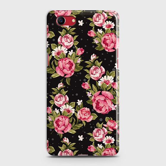 Oppo A1k Cover - Trendy Pink Rose Vintage Flowers Printed Hard Case with Life Time Colors Guarantee